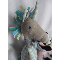 Zwei Kuscheltiere - Depot Stofftier Einhorn und Panda gestrickt mit Tüllrock