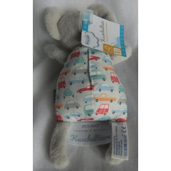 Beauty Baby - Spieltier Plüschtier - Maus grau mit bunten Motiven (Auto) - ca. 25 cm lang