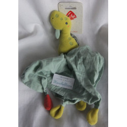 Fehn - DM - Schmusetuch - Dino - Cord, Velours, Musselin - grün, mint ca. 35 cm lang