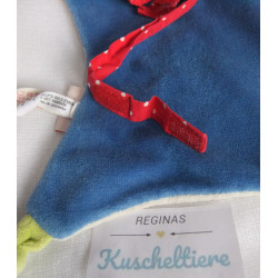 Käthe Kruse - Schmusetuch - Katze mit Halstuch und Schnullerband - weiß, blau, rot - ca. 22 cm lang