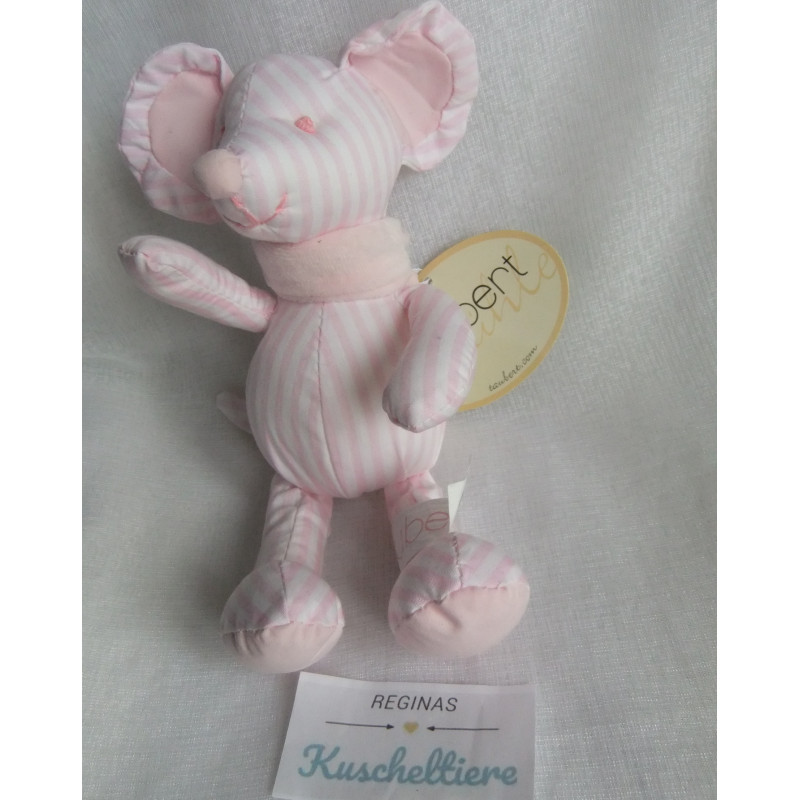 Taubert Textil GmbH - Stofftier - Maus - rosa-weiß gestreift - ca. 20 cm groß - Schlenker