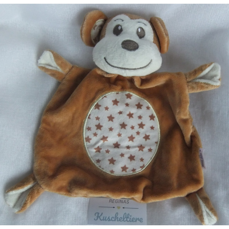 Beauty Baby - Schmusetuch - Affe - braun, beige mit Sternchen - mit Rasselgeräusch - ca. 27 cm lang