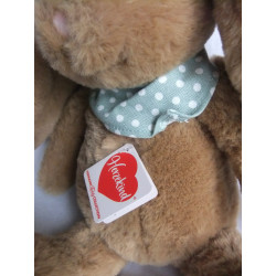Teddy Hermann GmbH - Plüschtier - Herzekind Hase Milou - braun mit Halstuch grau mit Punkten