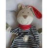 Sigikid - Schmusetuch - Hase blau-weiß gestreift, beige mit Halstuch rot - ca. 25 cm lang