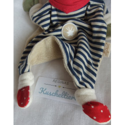 Sigikid - Schmusetuch - Hase blau-weiß gestreift, beige mit Halstuch rot - ca. 25 cm lang