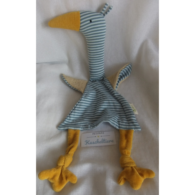 Sigikid - Schmusetuch - Green - Gans - blau-weiß gestreift - ca. 44 cm lang