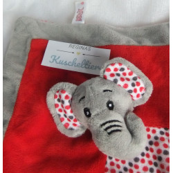 Sparkasse Knax - Schmusetuch - Elefant - rot, grau, bunte Punkte - ca. 23 cm x 23 cm groß