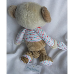 Clementoni S.p.A - Plüschtier Bär Bob mit Schnullerhalter - braun, weiß mit Herzchen, rot  - ca. 30 cm groß - Schlenker