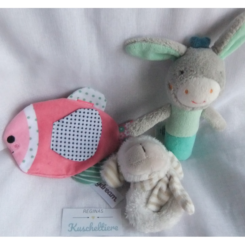 Pusblu Stabquietsche Esel - Babydream Knistertuch Fisch - Kik Ergee Rasselgreifling Schaf