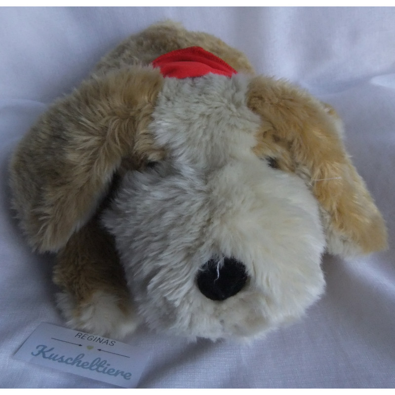 TCM Tchibo - Plüschtier - Hund Timmi Taps braun, beige mit Halstuch rot - ca. 30 cm groß - liegend