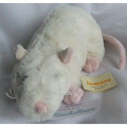 Inware GmbH Plüschtier - Ratte Rudi - weiß, rosa - ca. 22 cm lang - liegend