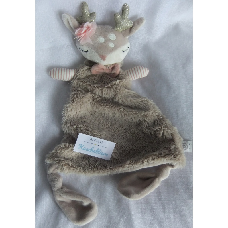 Bieco - Schmusetuch - Reh Ella mit kleiner Blume am Öhrchen - braun, beige - ca. 35 cm lang