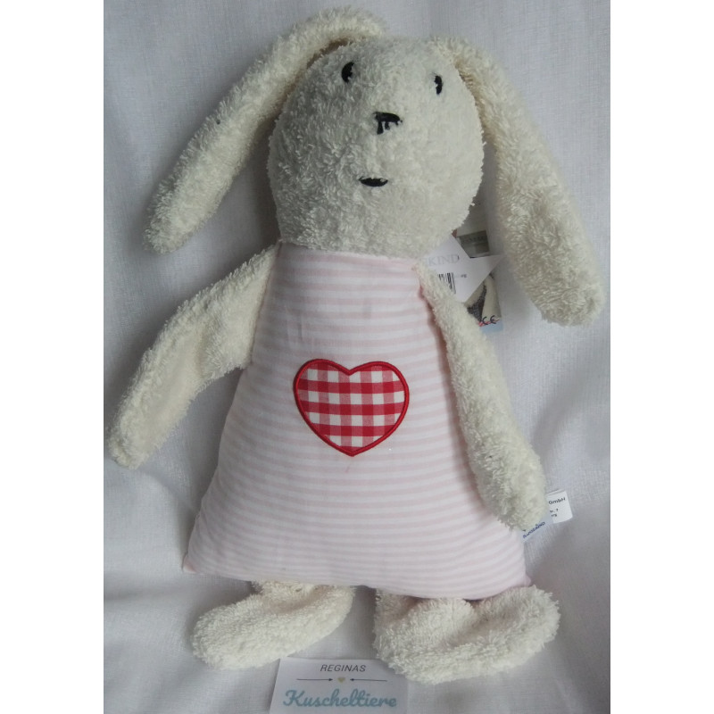 Hansekind GmbH - Stofftier - Hase - weiß, rosa-weiß gestreift - ca. 35 cm lang