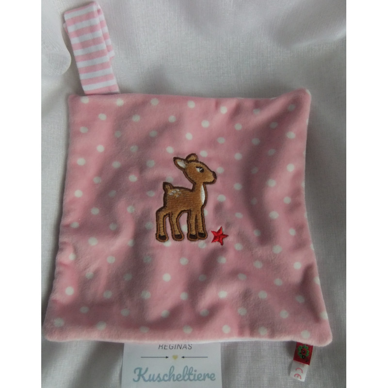 Spiegelburg - BabyGlück - Schmusetuch Schnullertuch Reh - mit kleiner Rehapplikation - ca. 19 cm x ca. 20 cm groß