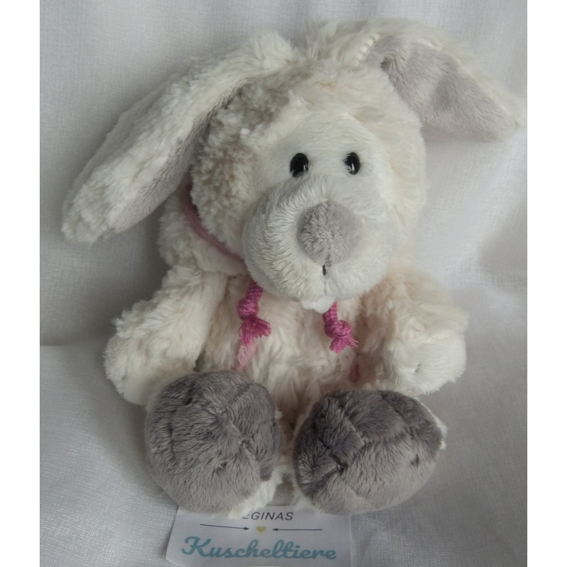 Nici - Plüschtier - Hase Linni mit Kapuze - wollweiß, rosa - ca. 25 cm groß - Schlenker
