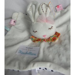 BBSKY - Schmusetuch - Hase weiß, weiß mit schwarzen Punkten und Rassel- Knistergeräusch - ca. 26 cm x 26 cm groß
