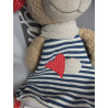 Sigikid - Schmusetuch - Hund blau-wollweiß gestreift mit Halstuch beige mit Motiven - ca. 27 cm groß
