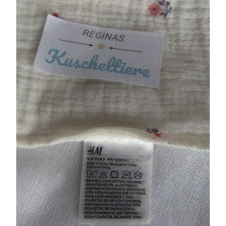 H&M - Schmusetuch - Musselin - Hase - creme mit Blumenmuster - ca. 49 cm lang