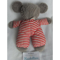 Sigikid - Spieltier - Greifling Frottee/Stoff - Maus - grau, blau, rot-creme gestreift - ca. 20 cm groß