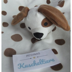 Ikea - Schmusetuch - Drömslott - Hund - weiß mit braunen Punkten, braun - ca. 31 cm x 29 cm groß