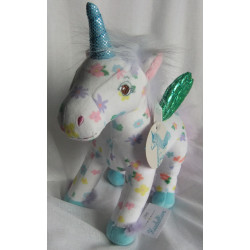 Spiegelburg Coppenrath - Einhorn Flora - weiß mit bunten Blumenmotiven - ca. 27 cm hoch und ca. 27 cm lang - stehend