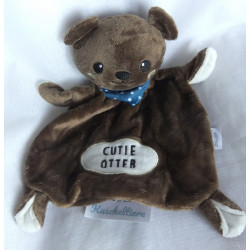 Beauty Baby - Schmusetuch - Otter mit Rasselgeräusch - braun - mit Schriftzug und Halstuch  - ca. 27 cm lang