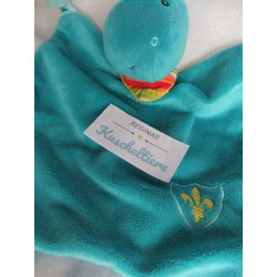 Baby Club - C&A - Schmusetuch - Dino mit Halstuch - türkis, bunte Streifen, hellblau - ca. 28 cm lang
