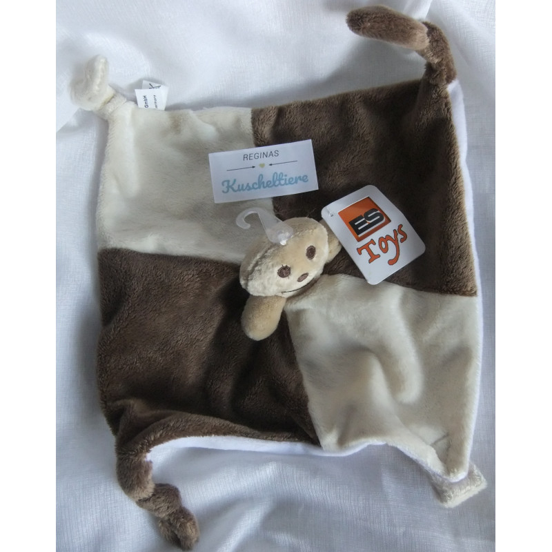 Euro Souvenirs GmbH - ES - Schmusetuch - Lebkuchenmann - braun, beige - mit Schnullerhalter - ca. 25 cm x 25 cm groß
