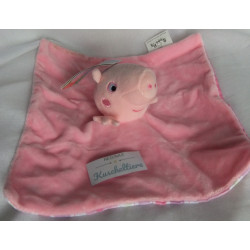 Sambro - Schmusetuch - Peppa Pig Wutz - rosa, bunt gestreift - ca. 27 cm x 27 cm groß