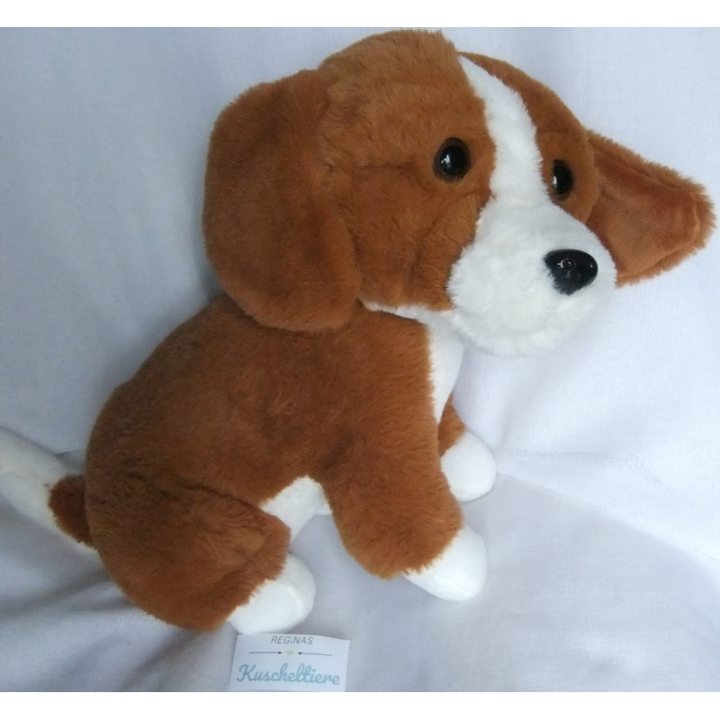 Sunkid - Plüschtier - Hund - braun, weiß - ca. 30 cm hoch und 25 cm lang
