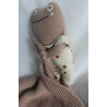 Ava & Yves - Schmusetuch - Frosch beige mit Punkten, altrosa - Schnuffeltuch altrosa