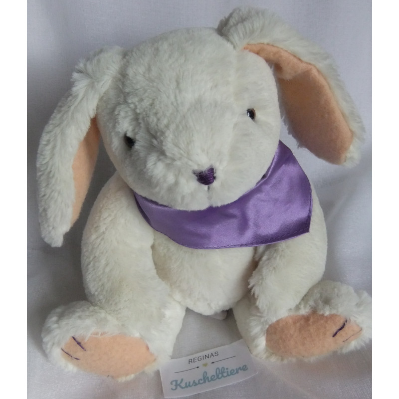 Kuschelwuschel Karstadt - Plüschtier - Hase weiß mit Halstuch lila - magnetisch - ca. 23 cm groß - sitzend