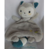 Baby Fehn - Schmusetuch - Katze Yuki grau, weiß mit Halstuch weiß mit grauen Punkten - ca. 30 cm lang