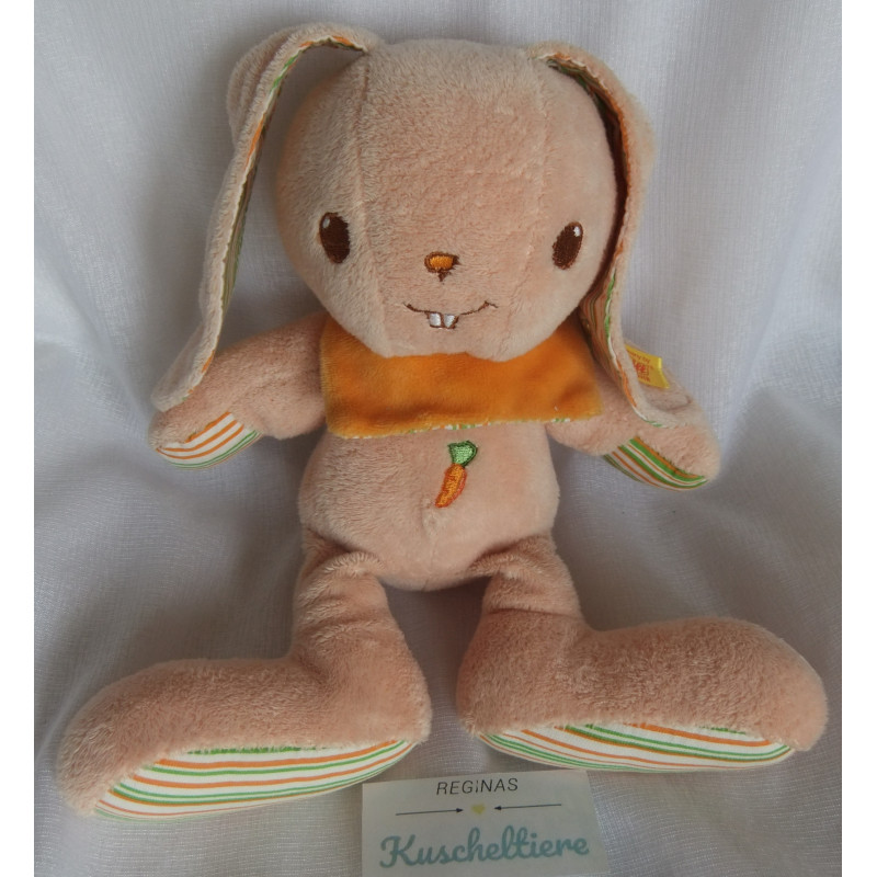 Steiff - Plüschtier - Hase Hannes - mit Halstuch - orange, apricot, bunte Streifen - ca. 25 cm groß - Schlenker