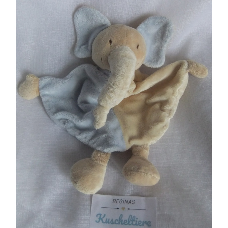 Topolino - Schmusetuch - Elefant - gelb, hellblau - mit Rasselgeräusch - ca. 25 cm lang