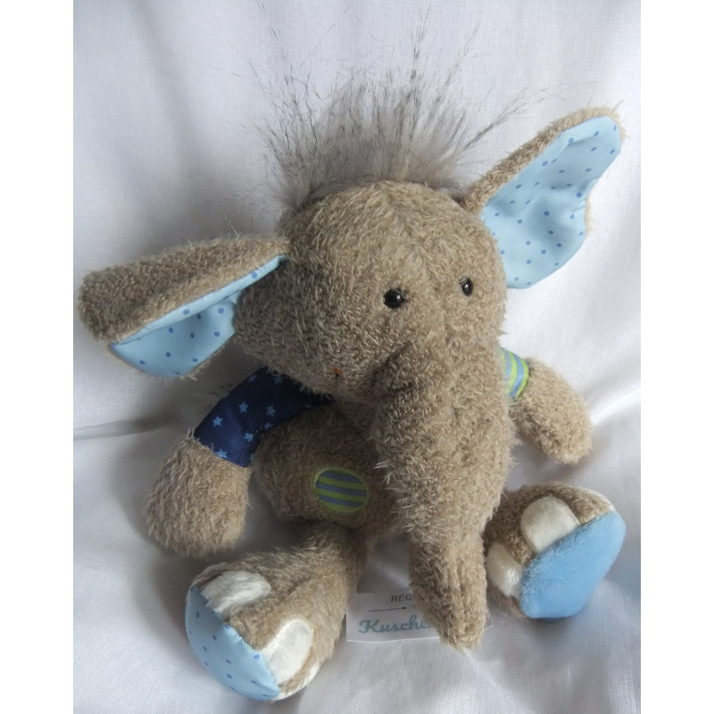 Sigikid - Plüschtier - Patchwork Sweety Elefant - grau, blau - ca. 27 cm groß - Schlenker