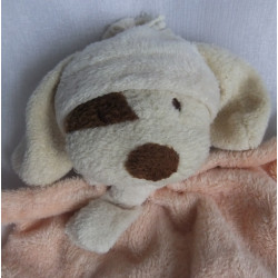 Schmusetuch - Hund mit Mütze und Schal - rosa, beige, braun - ca. 23 cm lang