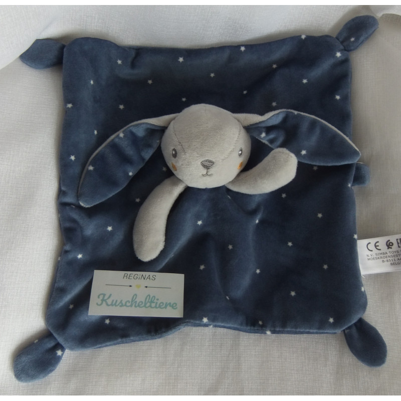 Simba - Schmusetuch - Hase mit Schnullerhalter - grau, blau mit Punkten - ca. 24 cm x 24 cm groß