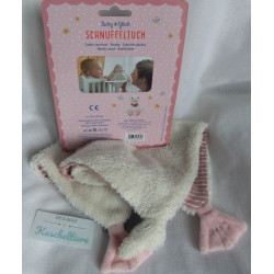 Spiegelburg Baby Glück - Schmusetuch - Gans weiß/rosa mit Halstuch rosa mit Blumenmotive - ca. 30 cm lang