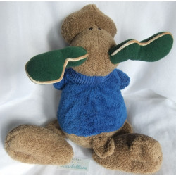 Nici - Plüschtier - Elch Detlef - braun, blau, grün - ca. 43 cm groß - liegend