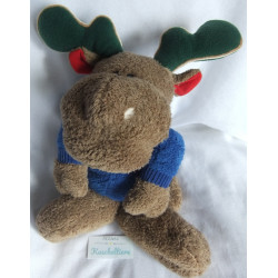 Nici - Plüschtier - Elch Detlef - braun, blau, grün - ca. 43 cm groß - liegend