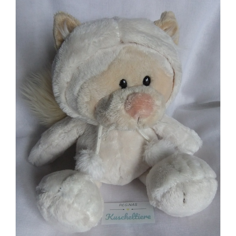 Nici - Plüschtier - Katze Schneekatze Snowcat mit Kapuze - creme, weiß, vanille  - ca. 35 cm groß - Schlenker