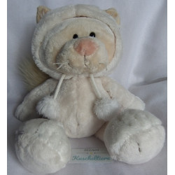 Nici - Plüschtier - Katze Schneekatze Snowcat mit Kapuze - creme, weiß, vanille  - ca. 35 cm groß - Schlenker