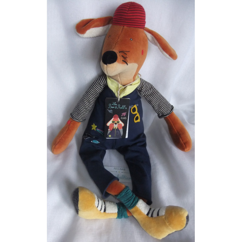 Moulin Roty - Plüschtier - Hund - Les Broc & Roll's Elvis the Dog - ca. 51cm groß mit Schlenkerbeinchen