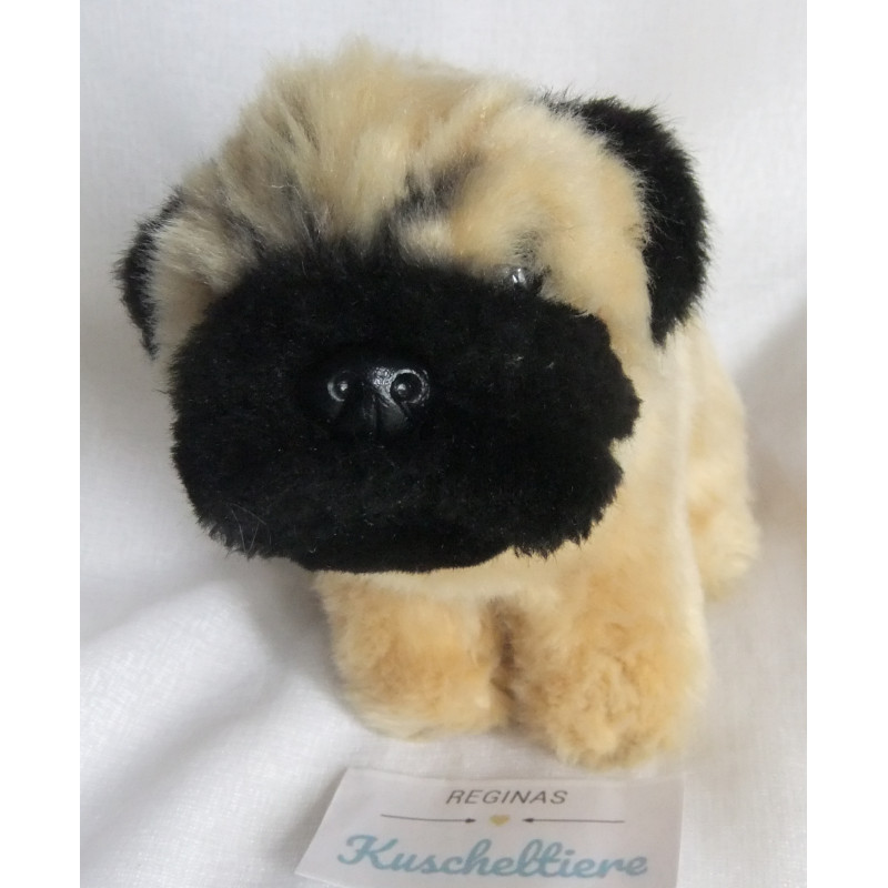 Stofftiergarten - Plüschtier - Hund - Mops - hellbraun, schwarz - ca. 15 cm hoch und ca. 15 cm lang