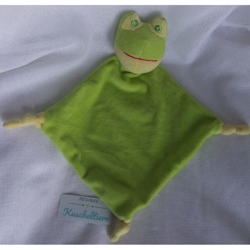 Schmusetuch - Frosch - grün, vanille - ca. 30 cm lang