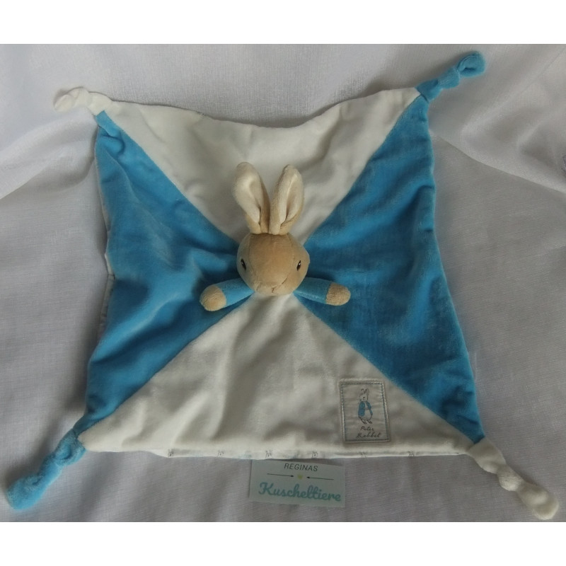 Rainbow - Schmusetuch - Hase - blau, weiß braun - ca. 29 cm x 29 cm groß