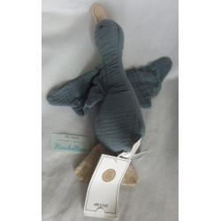 H&M - Plüschtier Stofftier - Ente - Musselin - taubengrau - mit Knistergeräusch - ca. 27 cm lang - liegend