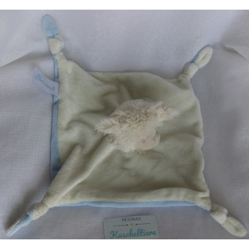Avene - Pediatril - Schmusetuch - Schaf/Lamm - creme, hellblau - ca. 20 cm x 22 cm groß