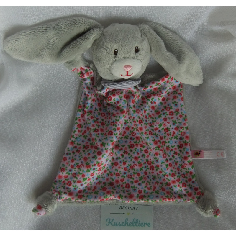 Spiegelburg - BabyGlück - Schmusetuch Hase mit Blumenmotiven und Halstuch - ca. 23 cm lang